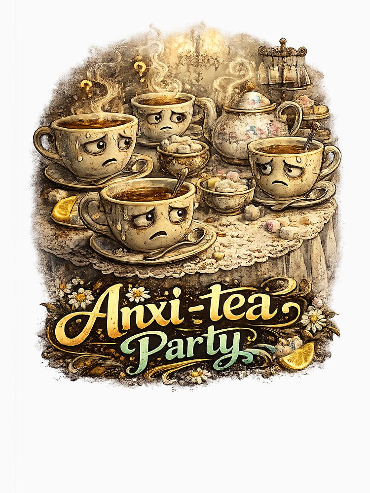 Anxi-tea Party – Social Anxiety Tea Pun Illustration by StrayaDesign T-Shirts, Hoodie, Sweatshirt | BlankRebels.com (Image 3)