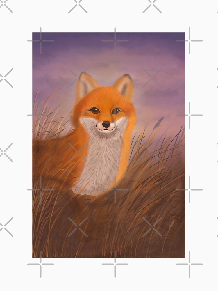 Red Fox at Sunset in a Meadow | Wildlife Fox Illustration by RivendellBird T-Shirts, Hoodie, Sweatshirt (Image 3)
