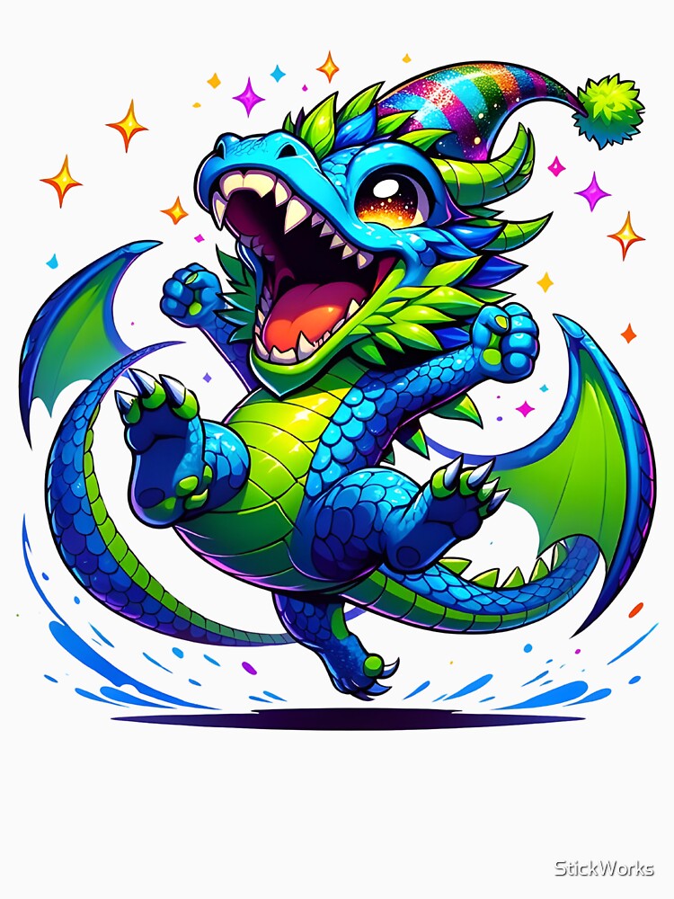 Dancing Cartoon Dragon by StickWorks T-Shirts, Hoodie, Sweatshirt | BlankRebels.com (Image 3)