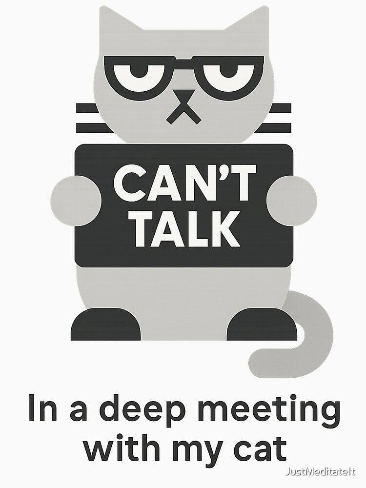 Can't talk. In a deep meeting with my cat! – Humorous T-Shirt for Cat Lovers – Cozy and Casual Style by... (Image 3)