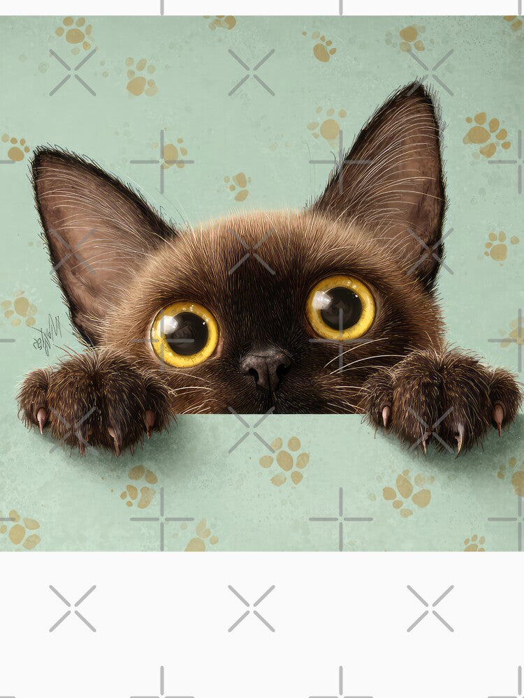 Burmese Cat Peeking over Wall 01 by Elisabeth Lucas T-Shirts, Hoodie, Sweatshirt | BlankRebels.com (Image 3)