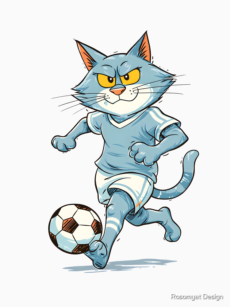 Funny Soccer Cat – Cartoon Football Cat Illustration by Rosomyat Design