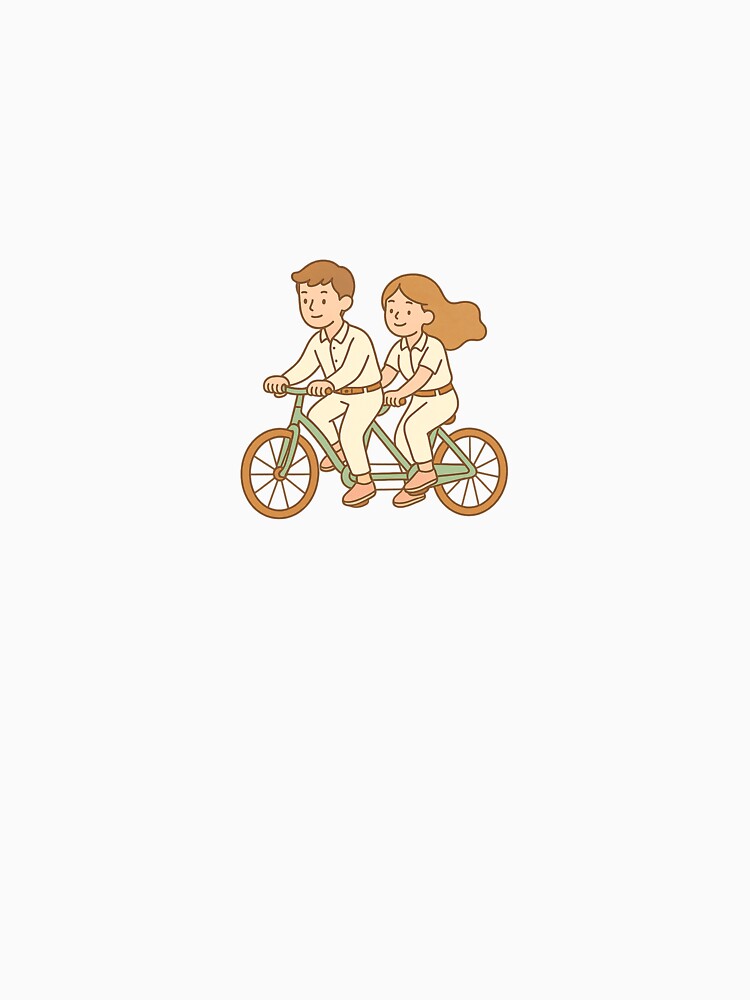 Pastel Couple Riding Tandem Bike PNG Transparent | Warm Cartoon Love Illustration by ยี่มมี่โคซี่ T-Shirts,... (Image 3)