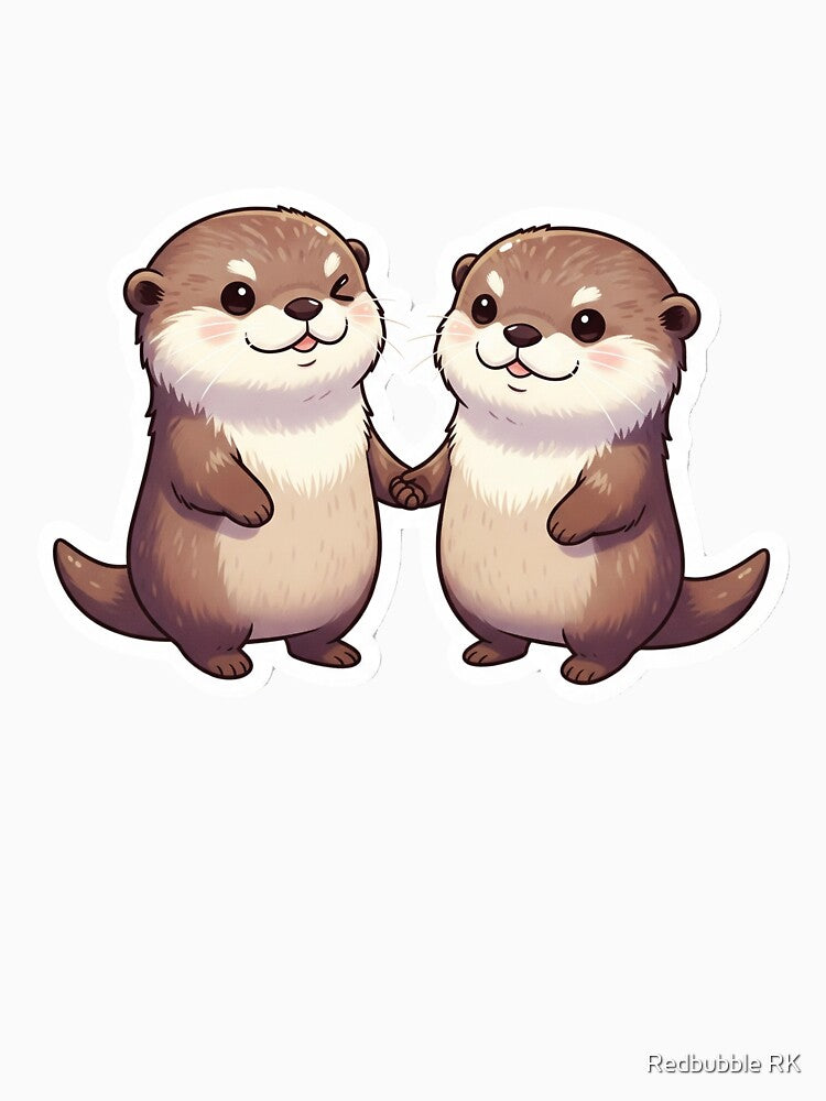 Kawaii Otters Holding Hands by Redbubble RK T-Shirts, Hoodie, Sweatshirt | BlankRebels.com (Image 3)