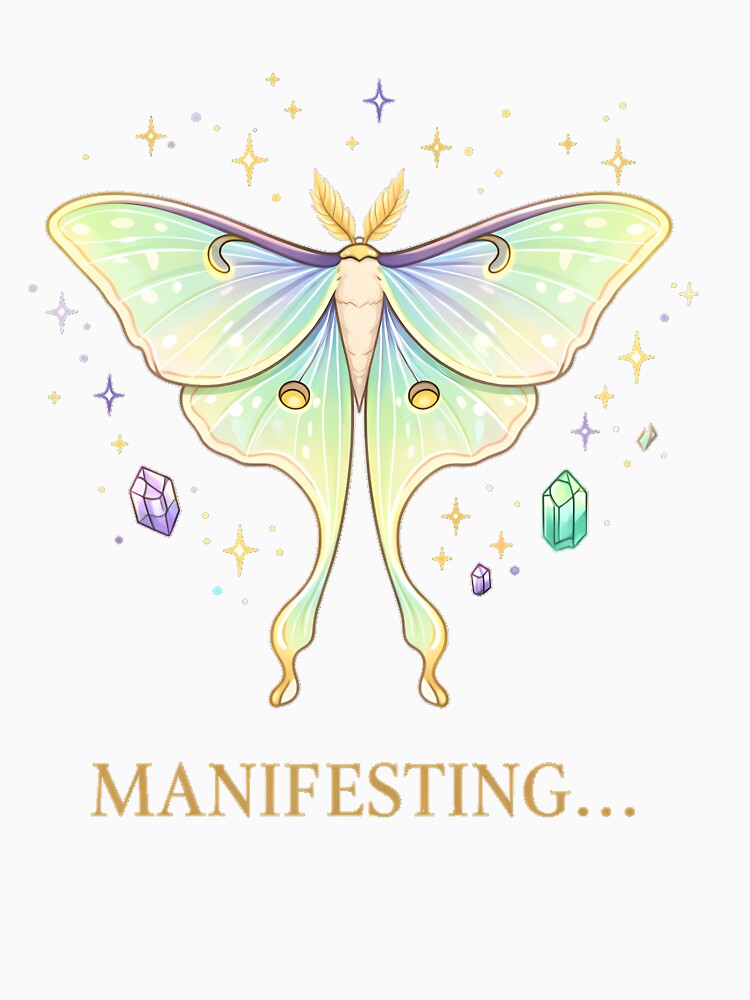 Manifesting Luna Moth – Mystical Pastel Moth with Crystals & Stars by etuvibes T-Shirts, Hoodie, Sweatshirt (Image 3)