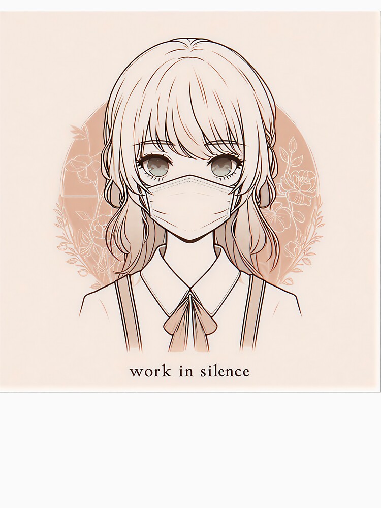Work in Silence Anime Girl Art | Soft Aesthetic Introvert Anime Illustration by shopwithcare T-Shirts, Hoodie,... (Image 3)