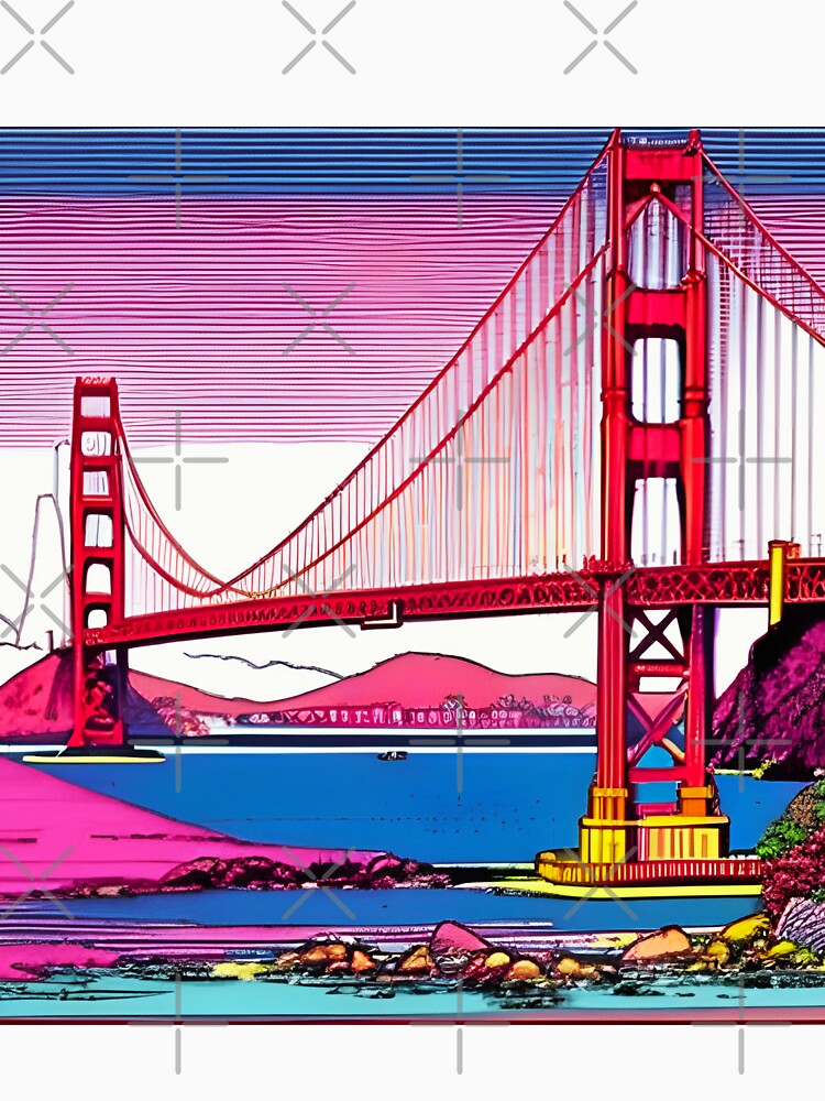 The Golden Gate Bridge in retro style art by imagenia T-Shirts, Hoodie, Sweatshirt | BlankRebels.com (Image 3)