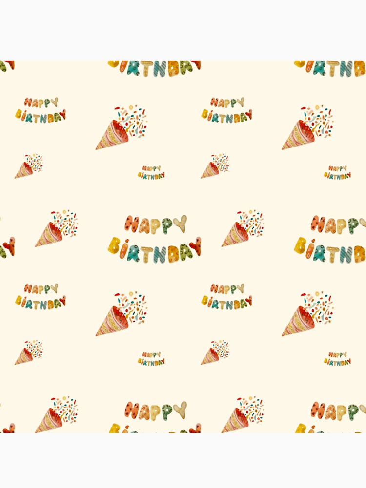 Happy birthday cute colorful pattern a watercolor beige by Yana Mustafina | Boho Soulful Designs T-Shirts,... (Image 2)