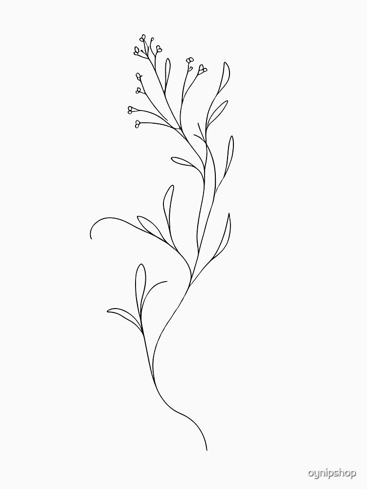 Minimal Wildflower Line Drawing by oynipshop T-Shirts, Hoodie, Sweatshirt | BlankRebels.com (Image 3)