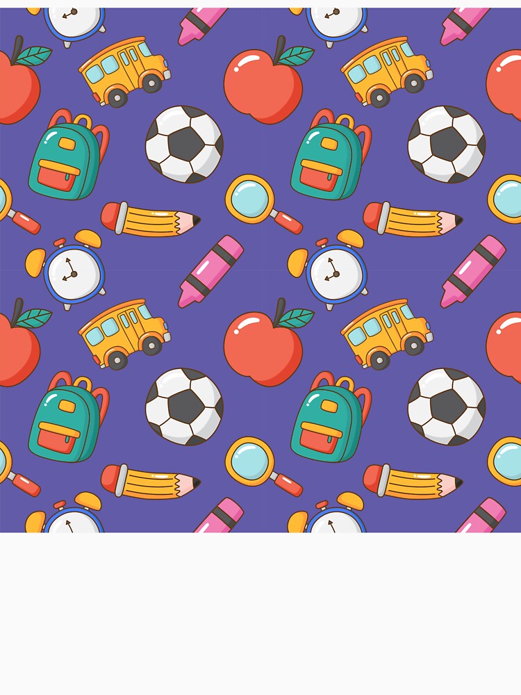 Cute Cartoon School Supplies Pattern Notebook – Purple Back-to-School Kids Journal by FestivityFinds