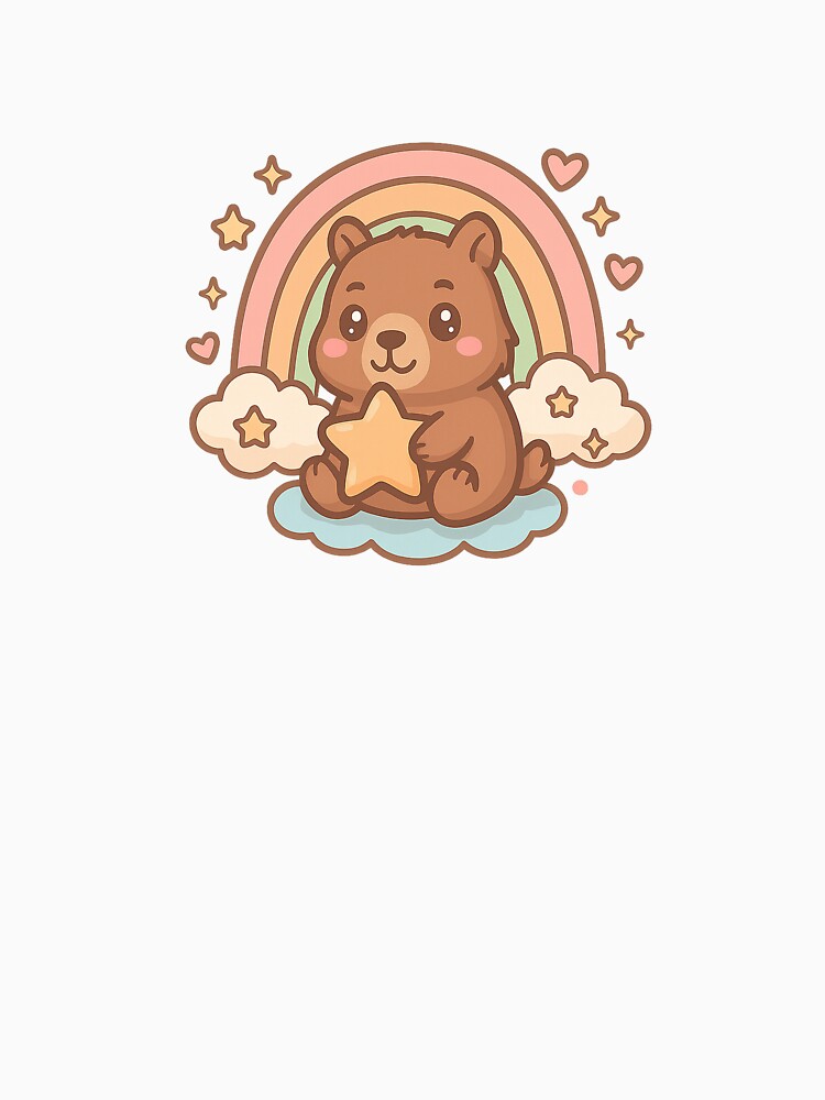 Kawaii Capybara with Star on Rainbow Cloud – Cute Pastel Animal Art by Steinart T-Shirts, Hoodie, Sweatshirt (Image 3)