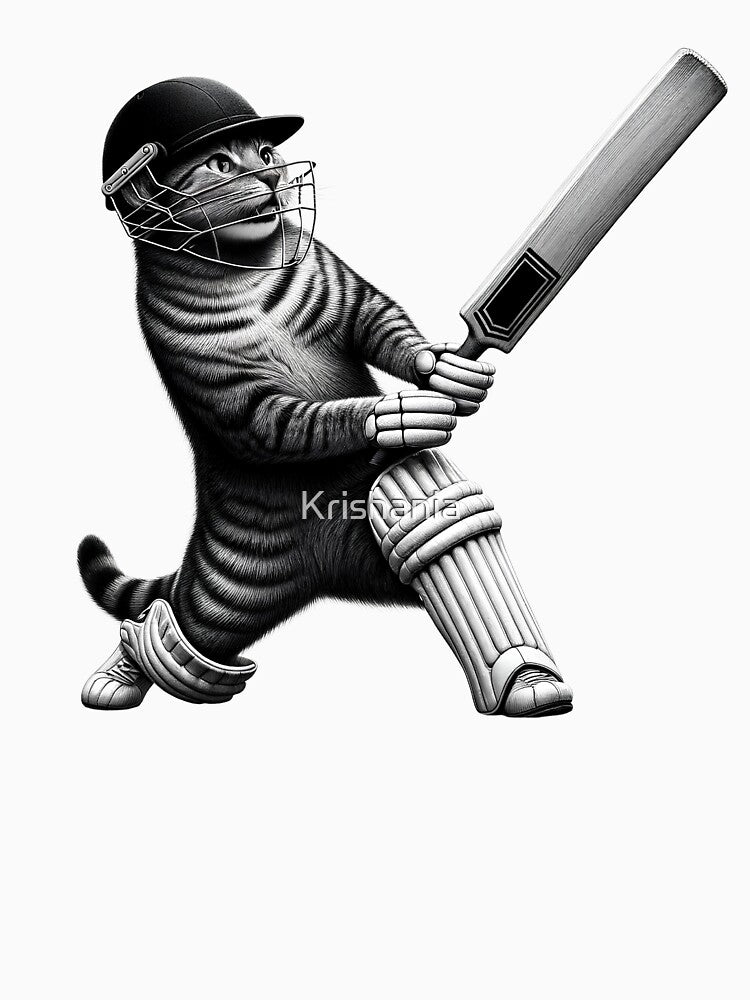 Vintage Cat Playing Cricket Kitten Lover Cricket Player by Kimberley King Art  King Art T-Shirts, Hoodie,... (Image 3)