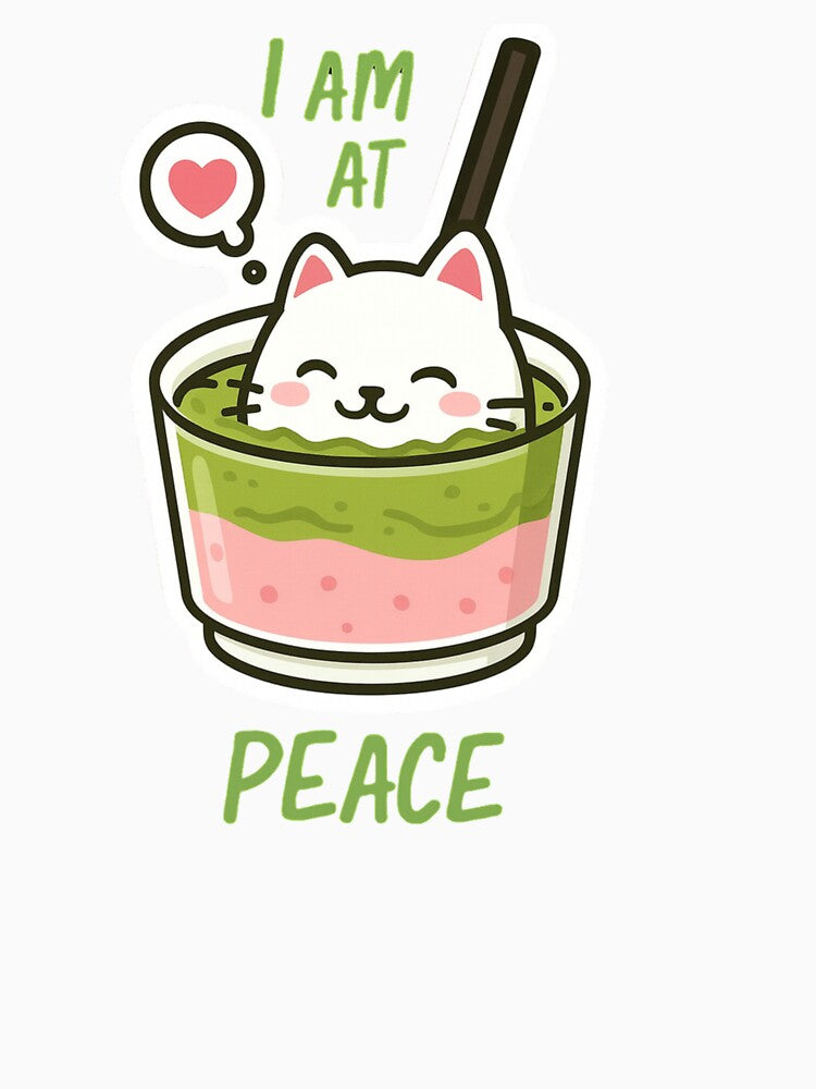 I Am at Peace – Cute Cat in Matcha Cup Kawaii Sticker by mirozeliea T-Shirts, Hoodie, Sweatshirt | BlankRebels.com (Image 3)