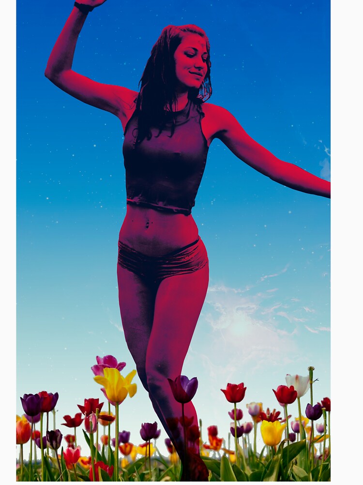 Psychedelic Girl Among Flowers, Rave, Electronic Music by ASLdesigner