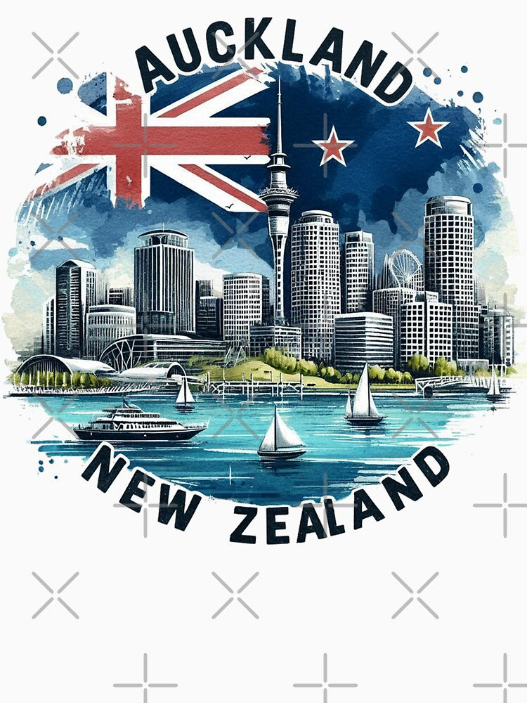 Auckland New Zealand Travel Art by clarkfraser T-Shirts, Hoodie, Sweatshirt | BlankRebels.com (Image 3)