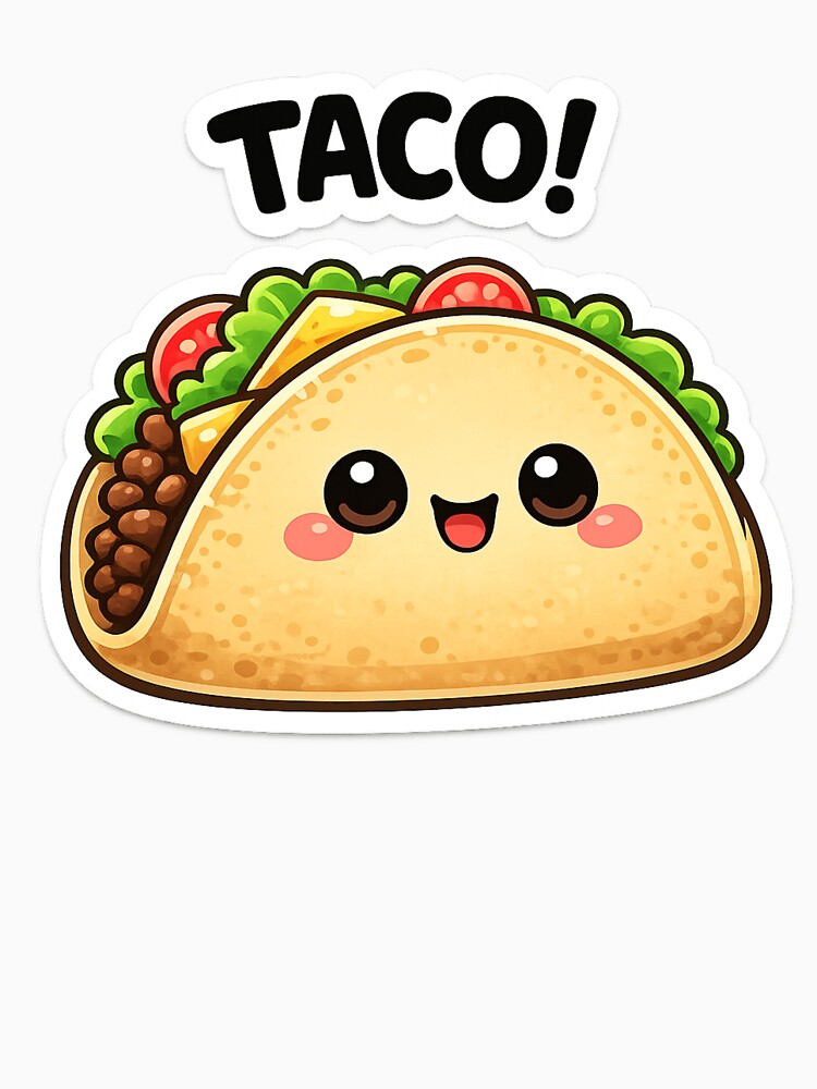Smiling Taco with Toppings Cute Mexican Food Sticker by LongIslandDesgn T-Shirts, Hoodie, Sweatshirt (Image 3)