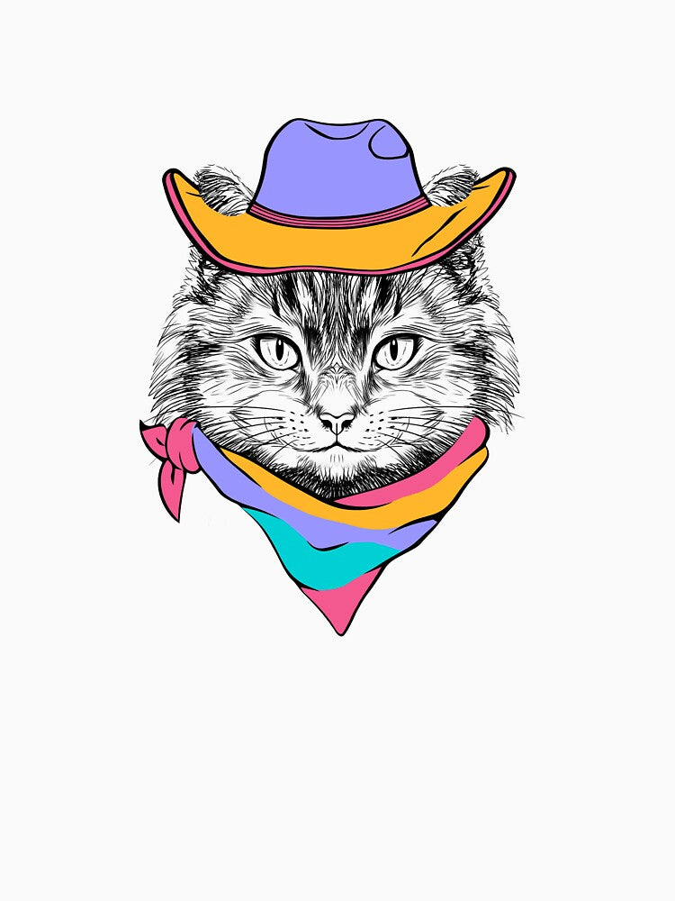 Cowboy Cat Illustration – Western Bandana Cat Line Art by GiftsCreek T-Shirts, Hoodie, Sweatshirt | BlankRebels.com (Image 3)