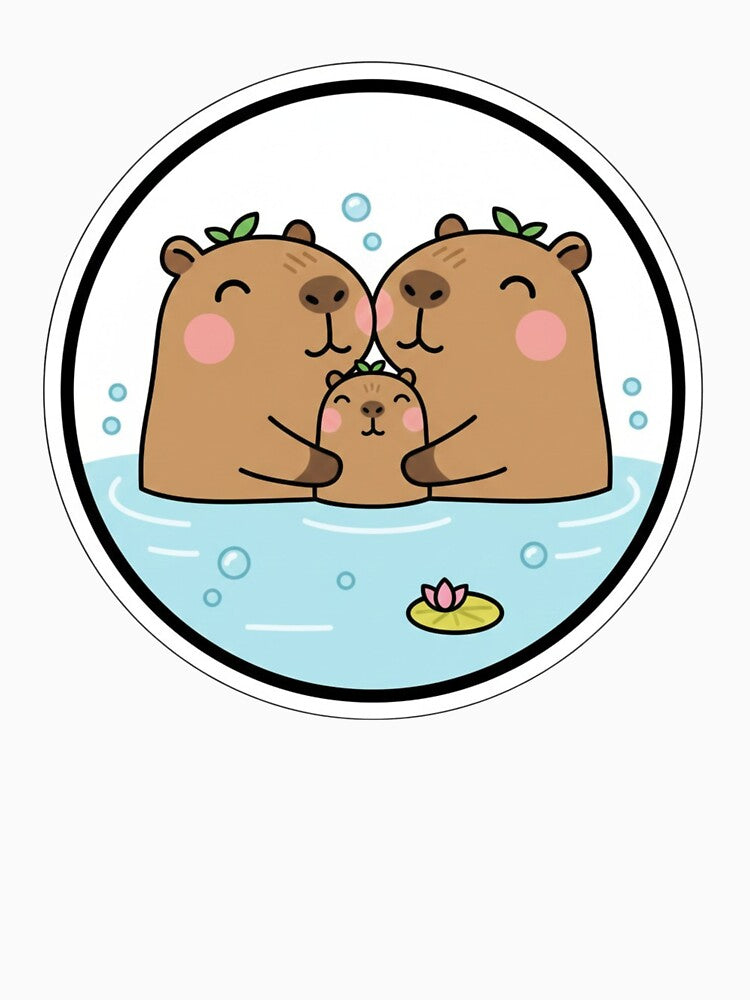 Cute Capybara Family – Kawaii Animal Sticker T-Shirts, Hoodie, Sweatshirt