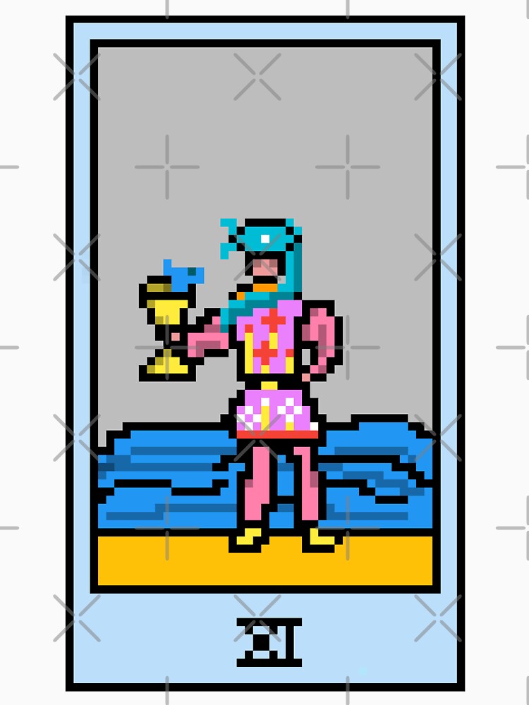 Wait, is this pixel art tarot? White - Minor Arcana 'Page of Cups' (Design for T-shirt, stickers and other... (Image 3)