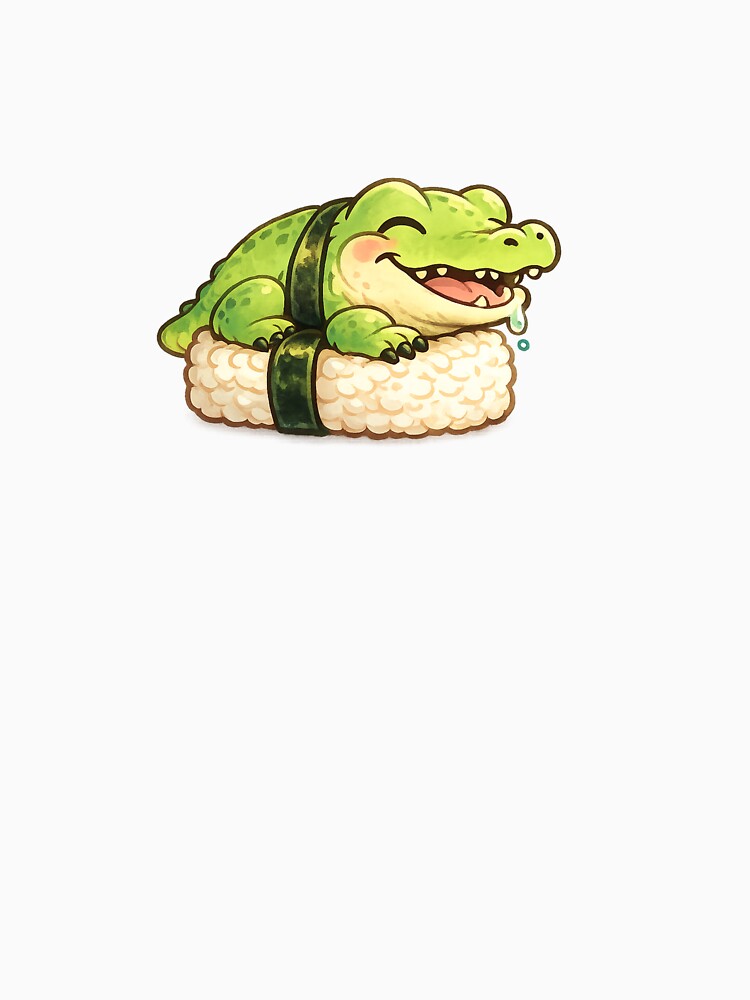 Cute Alligator Sushi Roll – Kawaii Gator Nigiri Cartoon, Funny Food Pun Reptile Illustration by presentlyshop... (Image 3)