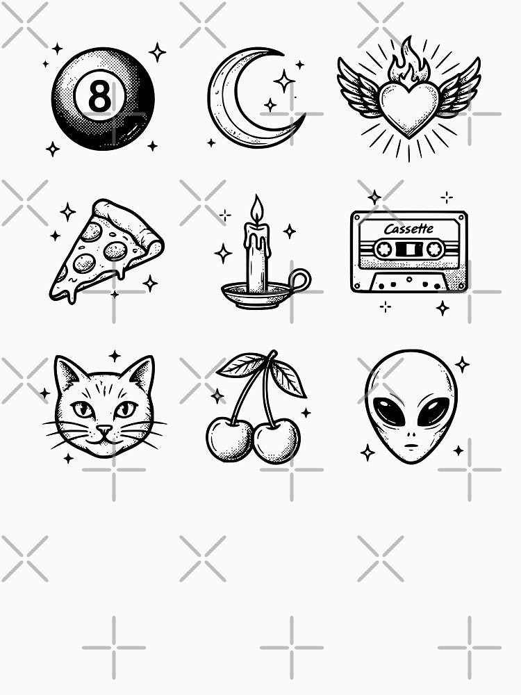 Vintage 90s Tattoo Flash – Retro Ink Collage, Nostalgic Tattoo Art by My Cool Store T-Shirts, Hoodie, Sweatshirt (Image 3)
