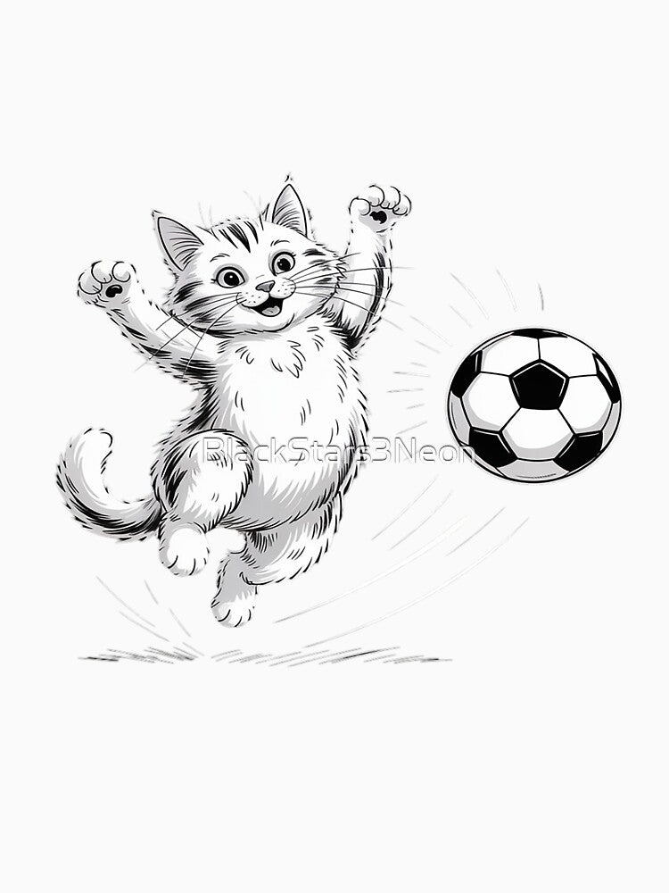 Funny Cat Soccer Ball Graphic Sports Lover Player by BlackStars3Neon