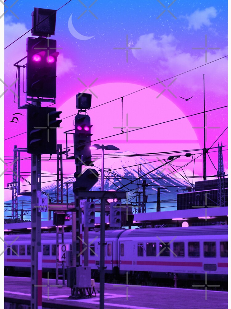 Vaporwave Fuji Train T-Shirts, Hoodie, Sweatshirt