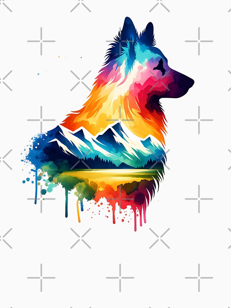 Watercolor Golden Retriever Mountain Silhouette by TheAnimalZ00 T-Shirts, Hoodie, Sweatshirt | BlankRebels.com (Image 3)
