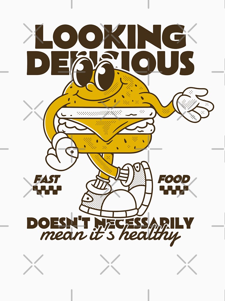 Looking delicious doesn't necessarily mean it's healthy. Burger mascot character by adipra T-Shirts, Hoodie,... (Image 3)