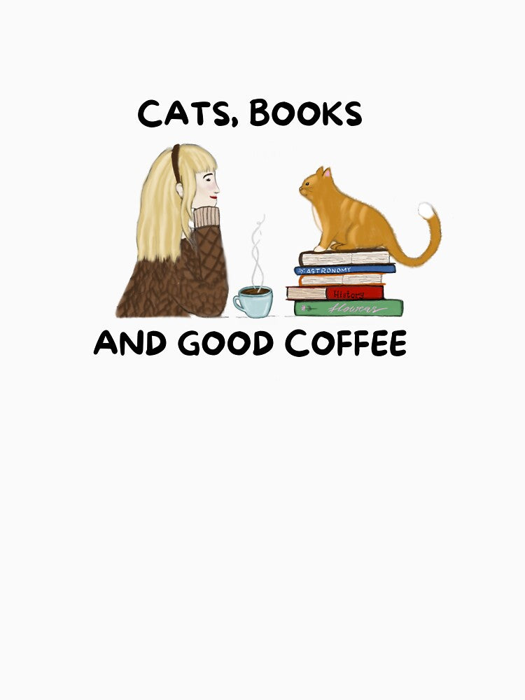 Cats, books, coffee by ExcelsiorArt T-Shirts, Hoodie, Sweatshirt | BlankRebels.com (Image 3)