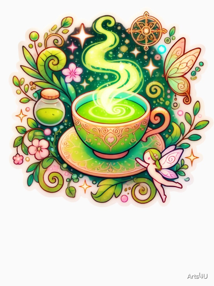 MATCHA LOVER GREEN TEA BOBA FAIRY WHIMSICAL FOREST NATURE STICKER by Arts4U T-Shirts, Hoodie, Sweatshirt (Image 2)