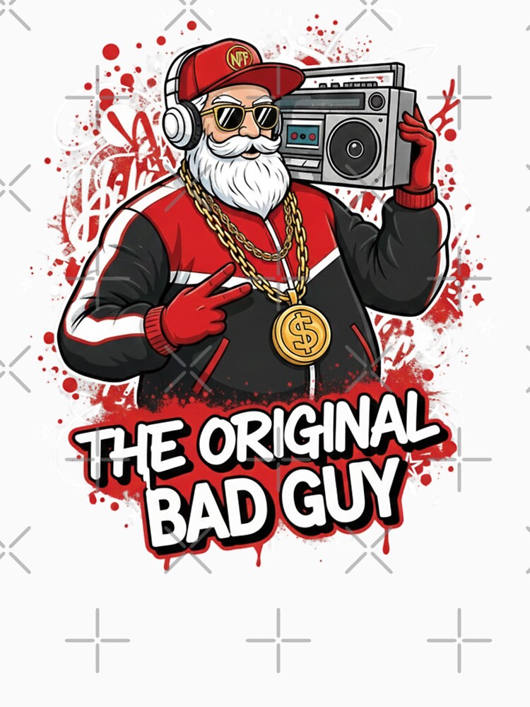 The Original Bad Guy Santa T-Shirt, Urban Retro Christmas Gift, Cool Grunge Santa Graphic Tee, Modern Holiday... (Image 3)
