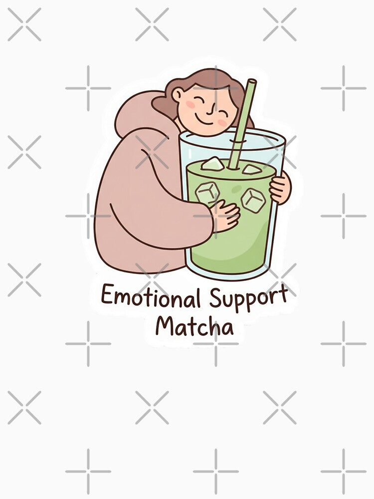 Emotional Support Matcha Cute Illustration | Cozy Matcha Lover Sticker by MuseAI T-Shirts, Hoodie, Sweatshirt (Image 3)