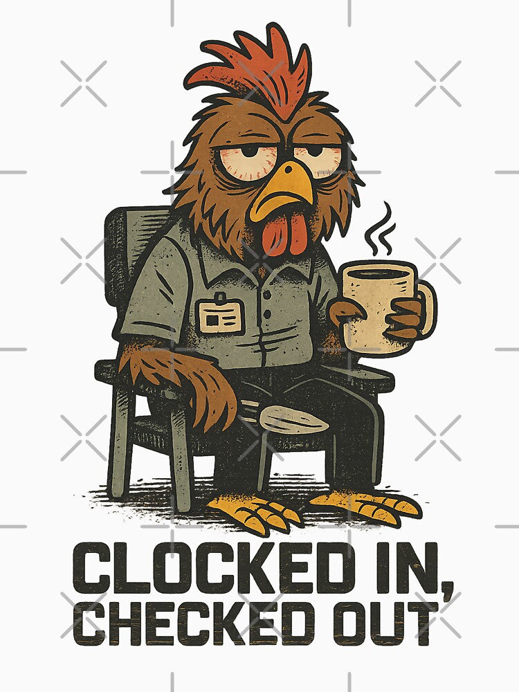 Clocked In Checked Out Rooster by Vitalka-uk T-Shirts, Hoodie, Sweatshirt | BlankRebels.com (Image 3)