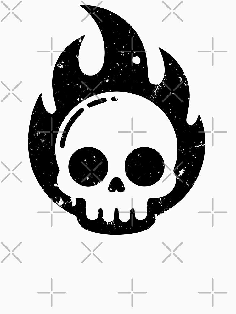 Copy of Cute Flaming Skull Minimal Design Black Grunge Style by Skulls & Calaveras T-Shirts, Hoodie, Sweatshirt (Image 2)