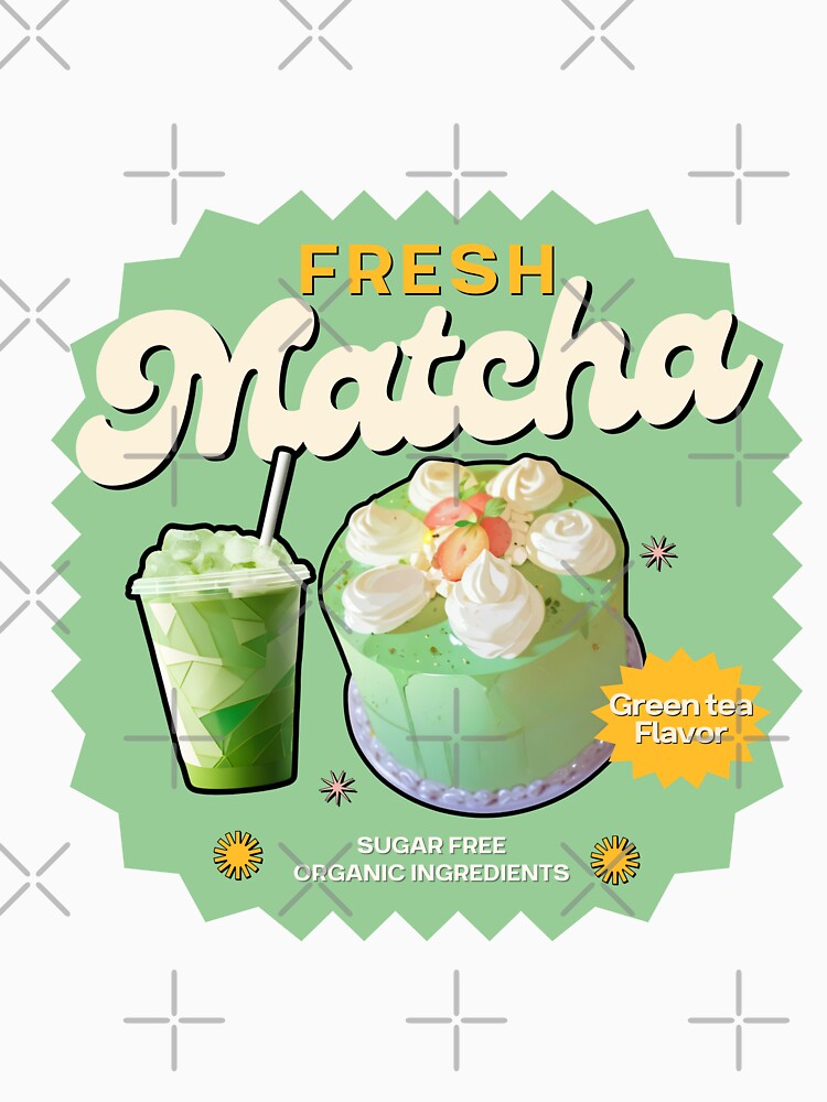 Fresh Matcha Dessert – Cute Aesthetic Drink and Cake Design by MuseAI T-Shirts, Hoodie, Sweatshirt (Image 3)