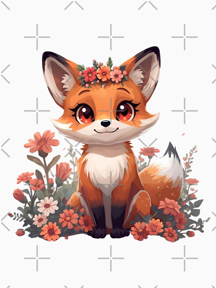 Cute fox with flower wreath by SimonsDesignArt T-Shirts, Hoodie, Sweatshirt | BlankRebels.com (Image 2)