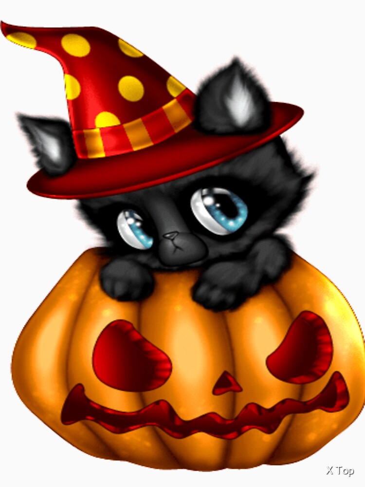 Cute Black Cat Halloween by X Top T-Shirts, Hoodie, Sweatshirt | BlankRebels.com (Image 3)