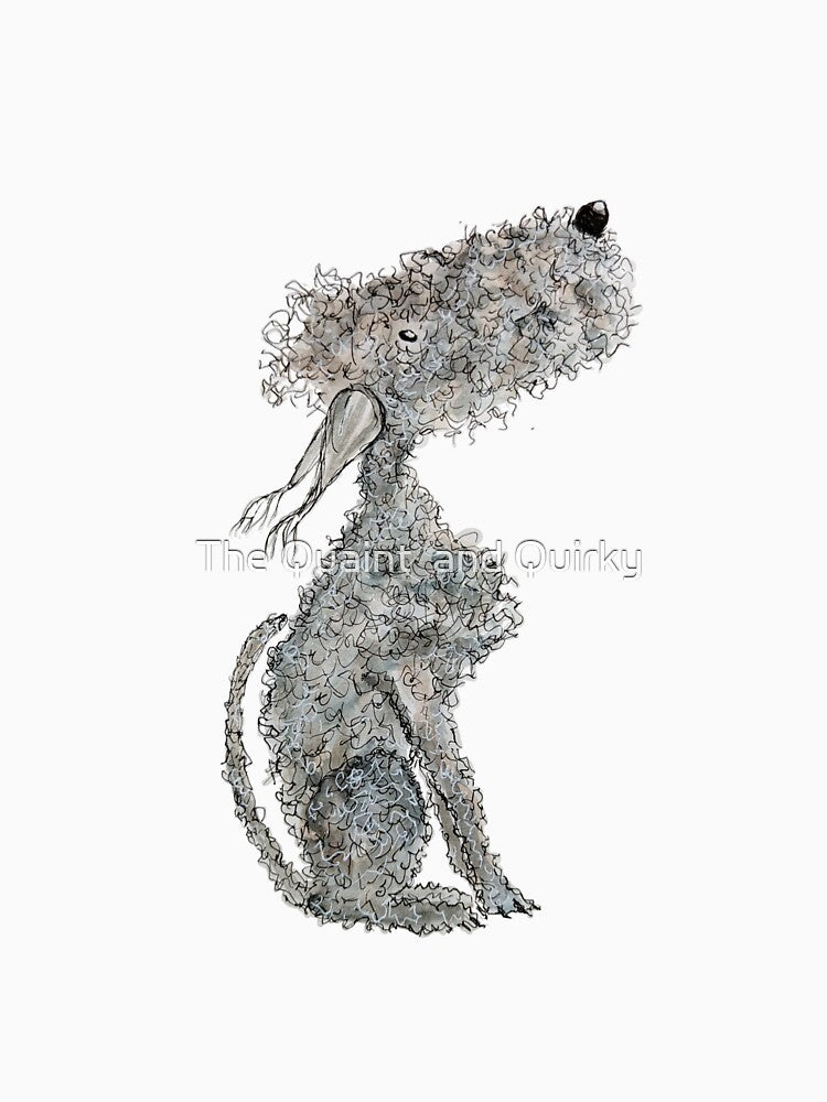 Grey Dog Sitting Pretty, Blue Bedlington Terrier by The Quaint and Quirky T-Shirts, Hoodie, Sweatshirt (Image 3)