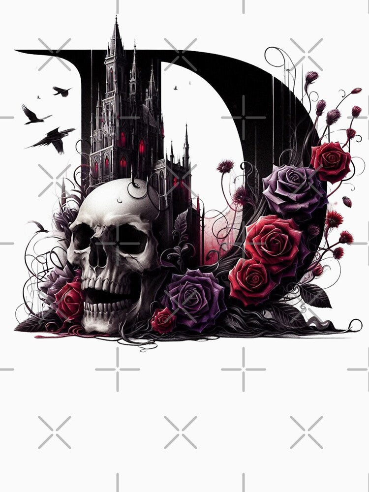 Gothic Halloween Skull and Roses D by CultDigHoriz T-Shirts, Hoodie, Sweatshirt | BlankRebels.com (Image 3)