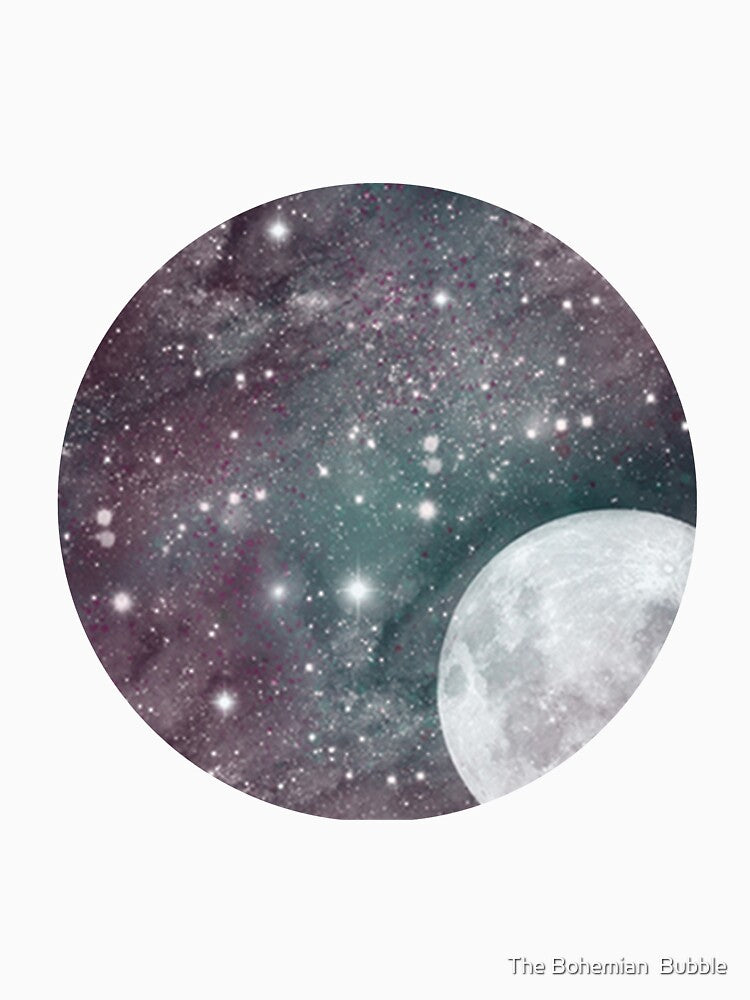 Blue and Purple Cosmic Moon Print by The Bohemian  Bubble T-Shirts, Hoodie, Sweatshirt | BlankRebels.com (Image 3)