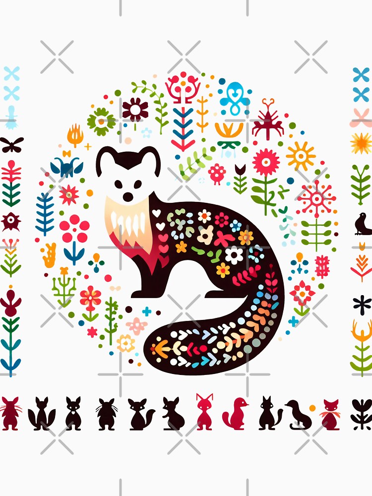 Scandinavian Folk art Pine Marten by FOLK ART FUSION by heidiannemorris