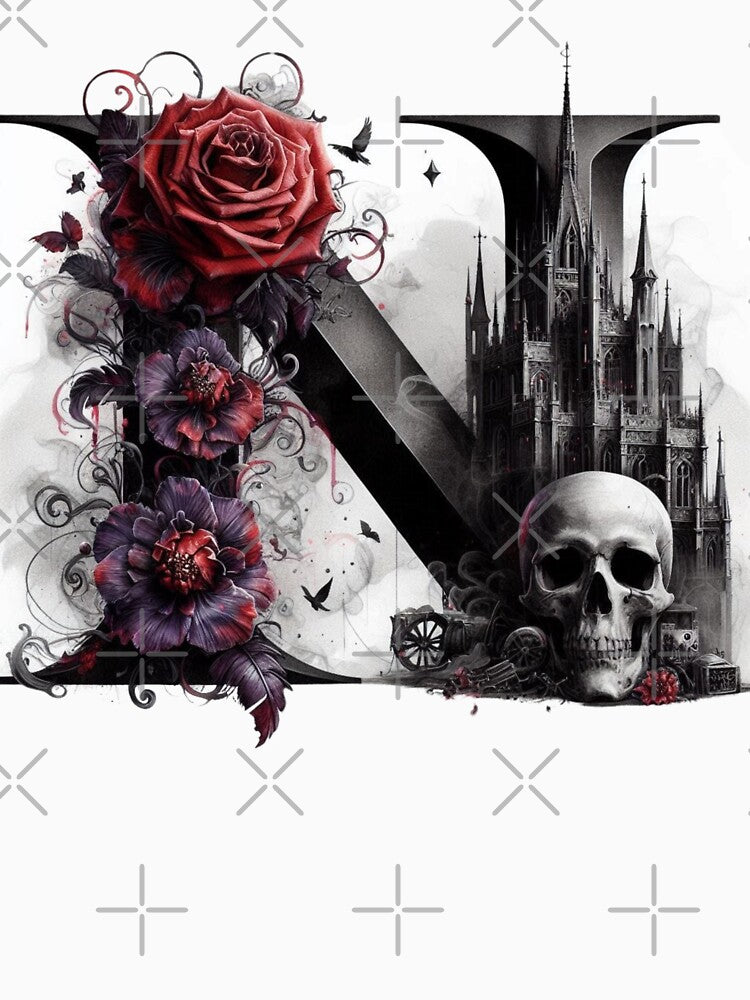 Gothic Halloween Skull and Roses N by CultDigHoriz T-Shirts, Hoodie, Sweatshirt | BlankRebels.com (Image 3)