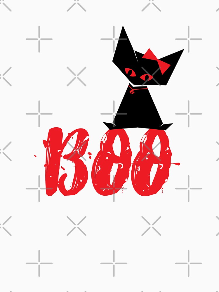 Boo black cat classic t-shirt new Halloween design 2020 by Cardio Boutique