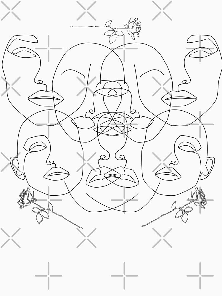 Cute Abstract Single Lined Faces Drawing, Minimalist Abstract One Line Art by adoredigitals T-Shirts, Hoodie,... (Image 3)
