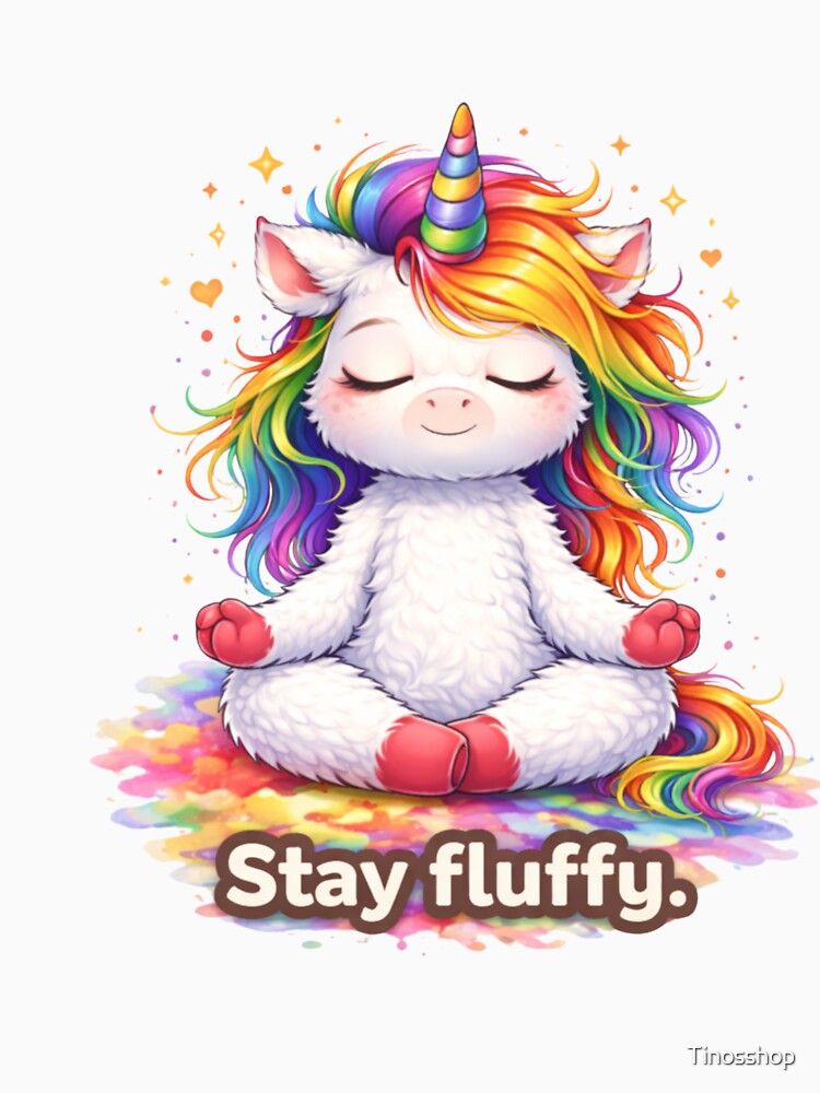 Stay fluffy. – Meditating Unicorn Design | Cute Selfcare & Yoga Unicorn Shirt by Tinosshop Hoodie, Sweatshirt (Image 3)