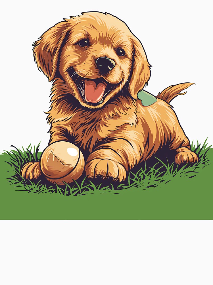 Cute adorable golden retriever puppy, golden retriever owner mom dad parent portrait by PictureUp T-Shirts,... (Image 3)