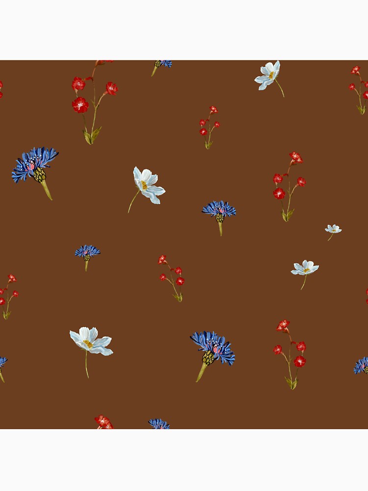 Flower Blue Red Daisy Seamless Watercolor Pattern Brown Yana Mustafina Boho Soulful T-Shirts, Hoodie, Sweatshirt