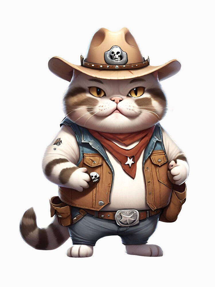 Chubby Cowboy Kitty Cat by Keffy T-Shirts, Hoodie, Sweatshirt | BlankRebels.com (Image 3)
