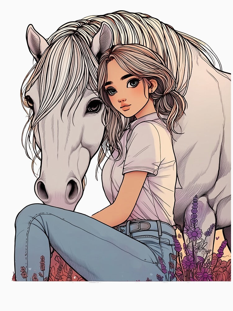 Soft Heart, Horse Soul – Aesthetic Horse Girl Illustration by Chameleon Studio T-Shirts, Hoodie, Sweatshirt (Image 3)